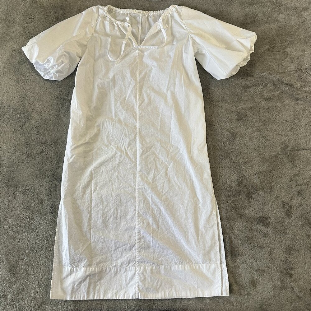 Everlane 100% Supima Cotton White Maxi Dress XS Puffed Sleeves Capsule
